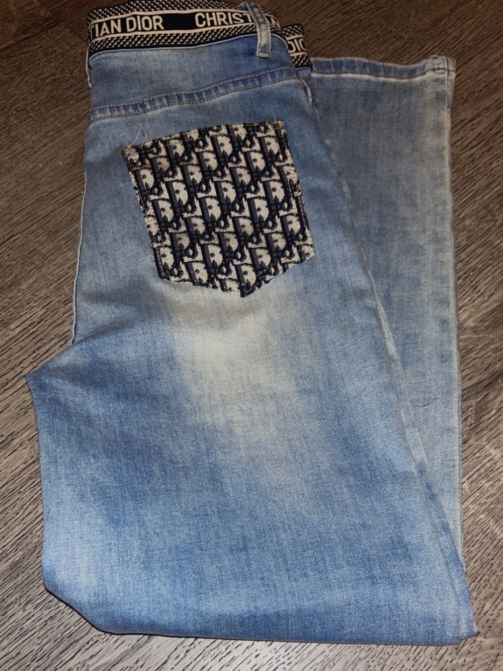 Dior Light Blue Jeans with Logo Pocket